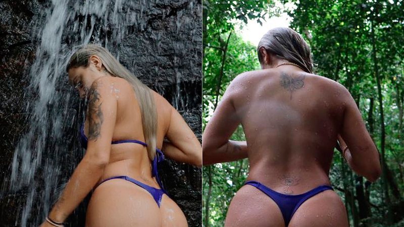 Lara Jucá posou de topless durante passeio à cachoeira - Foto: Reprodução/ @larajucah