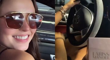 Paloma Duarte filma o volante de Larissa Manoela, que é coberto de cristais - Foto: Reprodução / Instagram @palomaduarteoficial