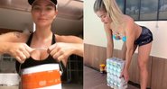 Laura Keller e Jaqueline Grohalski improvisaram peso na hora de treinar em casa - Foto: Reprodução/ Instagram