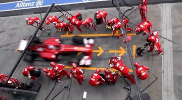 Imagem VÍDEO: Câmera ‘voadora’ mostra pit stop perfeito da Ferrari