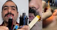 Mehdi Sadaghdar testa várias maneiras de tirar o bigode - Créditos: Reprodução/ YouTube