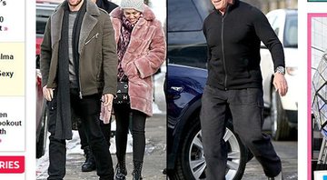 Miley Cyrus com o namorado Patrick e o sogro Arnold Schwarzenegger. Crédito: Reprodução/US Weekly