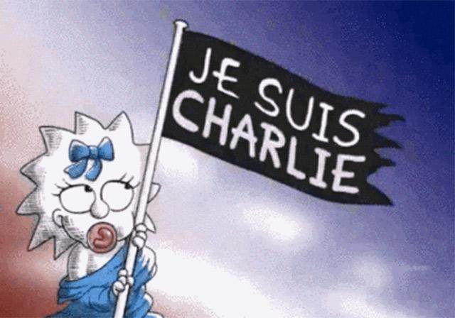 Os Simpsons presta homenagem às vítimas do atentado à sede do jornal Charlie Hebdo. Crédito: Reprodução/FOX