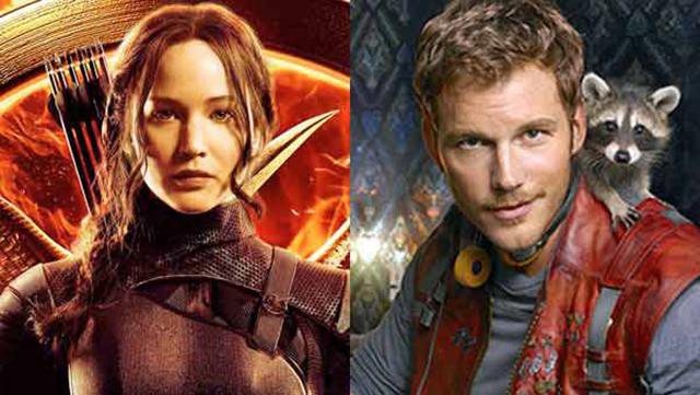 Jennifer Lawrence e Chris Pratt em seus famosos papéis em Jogos Vorazes e Guardiões da Galáxia, respectivamente. Crédito: Reprodução