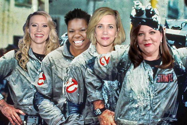 Melissa McCarthy, Kristen Wiig, Leslie Jones e Kate McKinnon (da direita para a esquerda) formam o quarteto de As Caça-Fantasmas. Crédito: Montagem/The Wrap