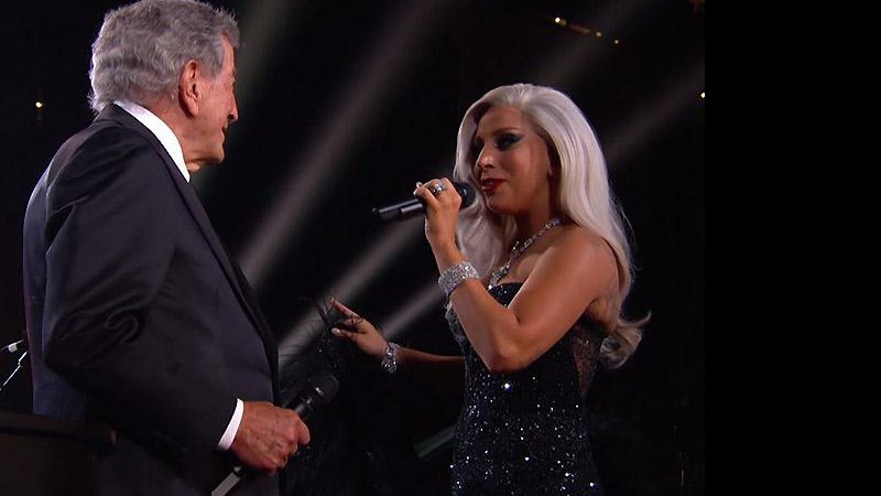 Lady Gaga e Tony Bennett no Grammy 2015. Crédito: Reprodução/Vevo