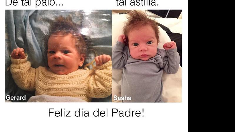 Shakira compara foto de Piqué com a do filho Sasha (Reprodução/Instagram)