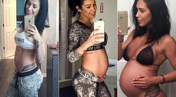 Da esquerda para direita: Bella Falconi com 15, 23 e 31 semanas de gestação - Foto: Reprodução/ Instagram