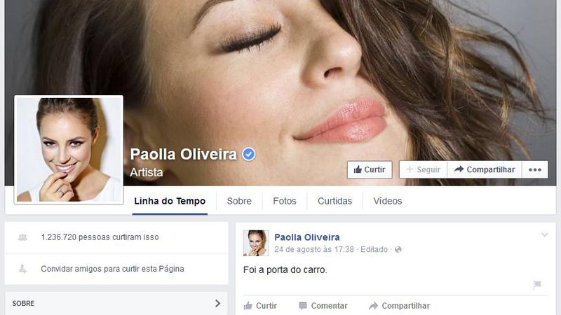 Paolla Oliveira aderiu a campanha Curiosidade Salva no Facebook - Foto: Reprodução/ Facebook