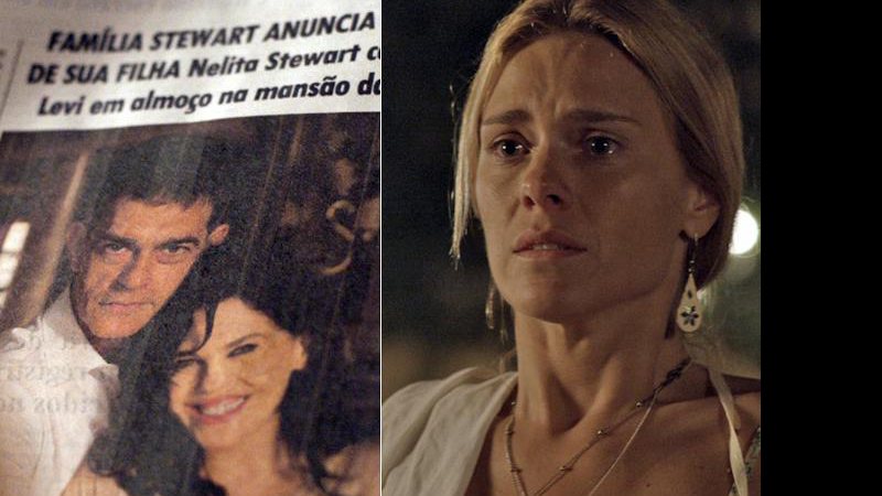Lara (Carolina Dieckmann) vê o marido supostamente morto em página de jornal - Foto: TV Globo