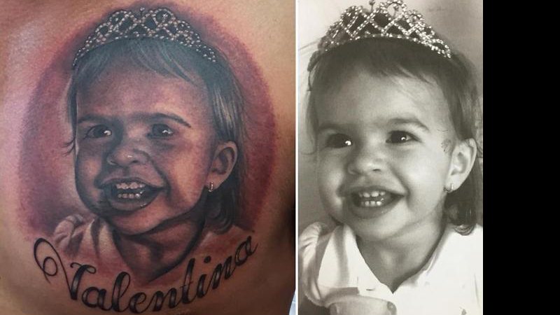 Wellington Muniz tatuou o rosto da filha Valentina - Foto: Reprodução/ Instagram