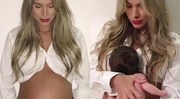 Adrianna Sant’Anna mostra foto com filho ainda na barriga e depois em seus braços - Fotos: Reprodução/Instagram