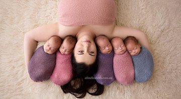 Kim Tucci deu à luz quíntuplos no finalzinho de janeiro - Foto: Erinelizabeth.com.au