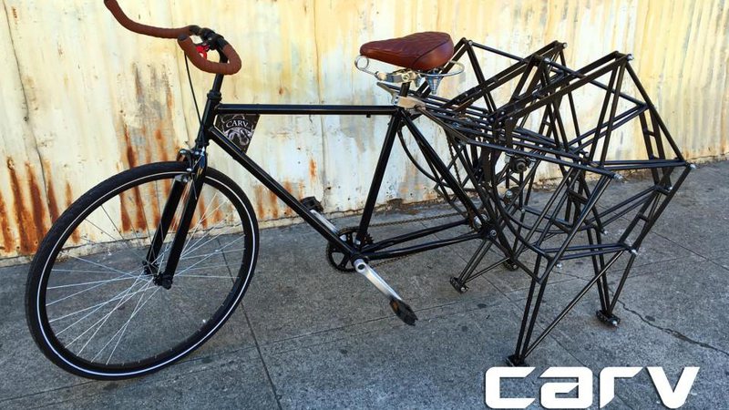 Bicicleta criada pelos engenheiros da Carv tem pernas de aranha no lugar da roda - Foto: Divulgação