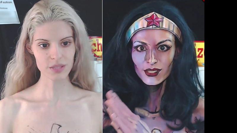 Kay Pike se transformou em Mulher Maravilha usando maquiagem - Foto: Reprodução/ YouTube