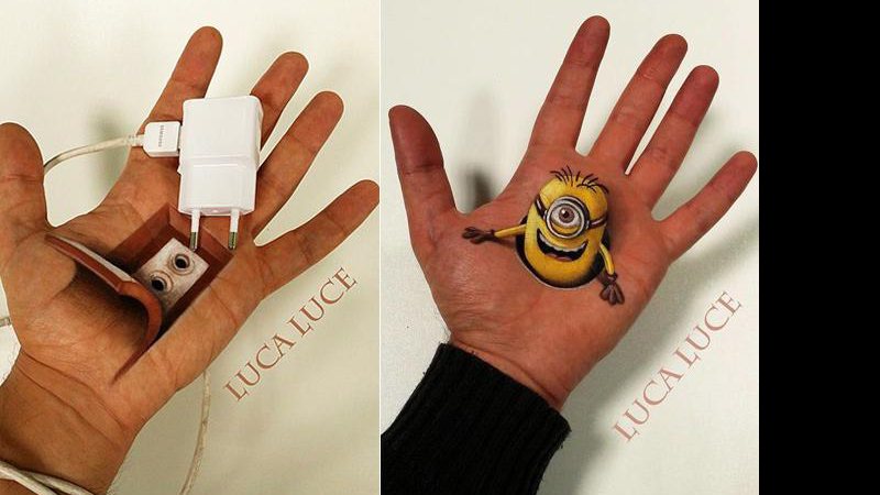 O italiano Luca Luce se especializou em pinturas na palma da mão - Foto: Luca Luce