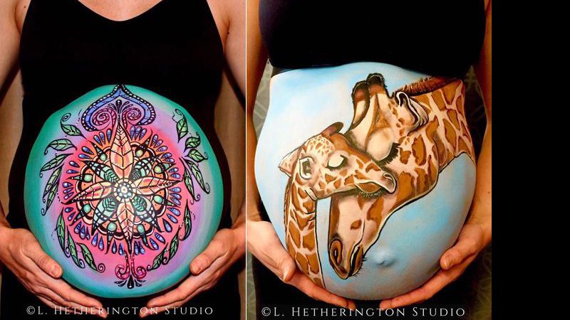Lynn ofereceu pintura corporal para as futuras mamães - Foto: Lynn Hetherington Becker
