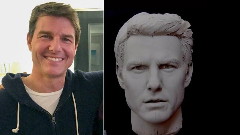 Tom Cruise real e na argila; ficou parecido? - Foto: Reprodução/ Twitter e Amelia Rowcroft