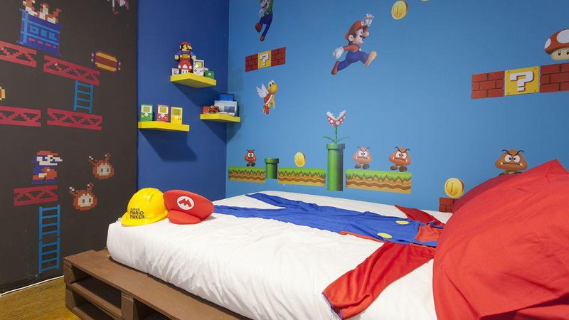 Quarto temático de Super Mario Bros. disponível no Airbnb - Foto: Reprodução/ Airbnb