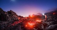 Foto épica reúne um meteoro, a via Láctea, a lua e um veio de lava - Foto: Mike Mezeul II
