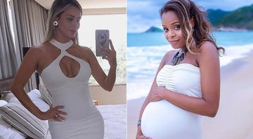 A ex-BBB Letícia Santiago aos oito meses de gravidez e a atriz Roberta Rodrigues, também aos oito meses - Foto: Reprodução/ Instagram