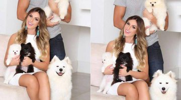 Nicole Bahls com seus cachorros e o noivo, Marcelo Bimbi - Foto: Reprodução/ Instagram