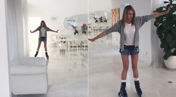 Ana Hickmann usou a sala como pista de patinação - Foto: Reprodução/ Instagram