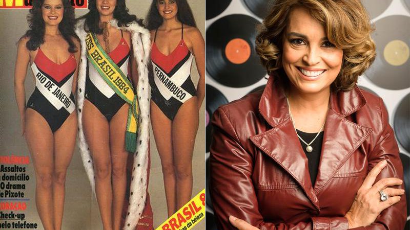 Suzy Rêgo em 1984 (à direita), quando foi eleita Miss Pernambuco, e na novela Rock Story, na qual interpretou Gilda - Foto: Divulgação e TV Globo/ João Cotta