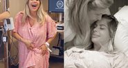Karina Bacchi na maternidade, e recebendo o carinho da mãe, momentos antes de dar à luz - Foto: Reprodução/ Instagram