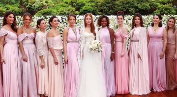 Casamento Marina Ruy Barbosa: Madrinhas da atriz usaram vestidos com tons rosados - Foto: Reprodução/ Instagram