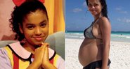 Cinthya Rachel como Biba, na época do Castelo Rá-Tim-Bum, e atualmente, grávida do primeiro filho - Foto: Reprodução/ Instagram