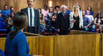 Natanael, Henrique e Jô ficam em choque ao ver Duda/Elizabeth no tribunal - Foto: TV Globo/ Raquel Cunha