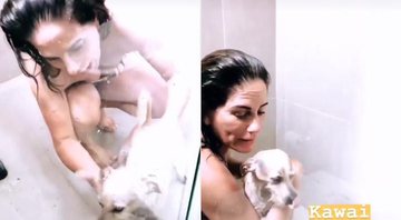 Cleo Pires mostrou a mãe, Glória Pires, dando banho em seus cães no chuveiro - Foto: Reprodução/ Instagram