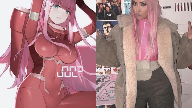 Personagem do anime Darling in the Franxx inspirou cabelo rosa de Kim Kardashian - Foto: Reprodução/ Instagram