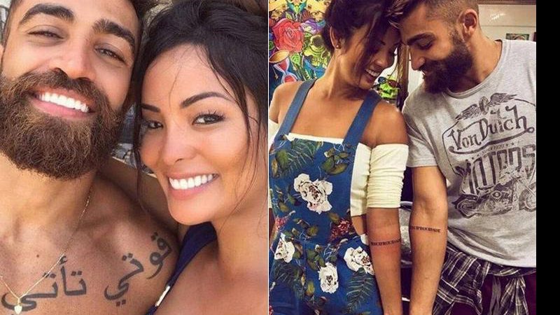 Carol Nakamura e Steffan Menah fizeram tatuagens iguais para comemorar o namoro - Foto: Reprodução/ Instagram