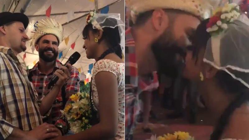 Gleici Damasceno e Wagner Santiago se casaram no arraial do Instituto Isai, neste final de semana - Foto: Reprodução/ Instagram