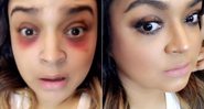 Preta Gil durante o processo de maquiagem (já com batom no rosto) e depois - Foto: Reprodução/ Instagram