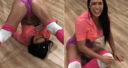 Gracyanne ficou presa ao tentar fazer um movimento no chão e caiu na gargalhada - Foto: Reprodução/ Instagram