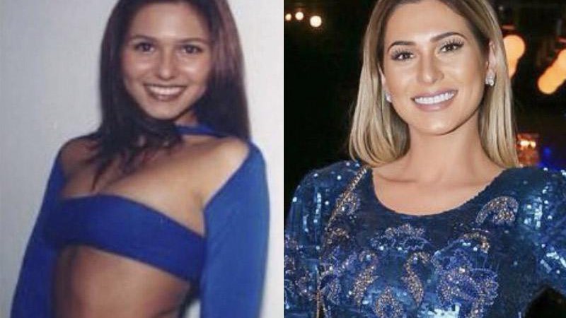 Livia Andrade em 1999, na época em que trabalhou como mallandrinha, e atualmente - Foto: Reprodução/ Instagram
