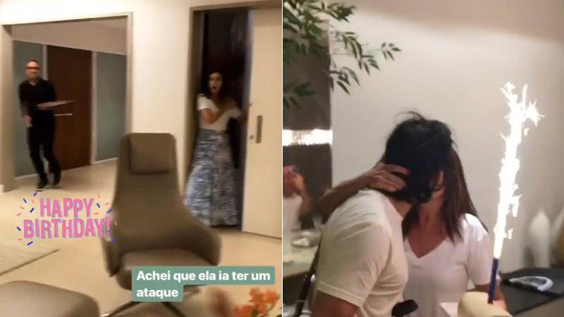 Fátima Bernardes foi surpreendida com uma festa surpresa e ganhou o carinho do namorado, Túlio Gadêlha, neste domingo (16/09) - Foto: Reprodução/ Instagram