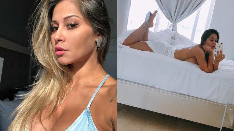 Mayra Cardi postou foto de bruços e contou que a barriga não atrapalha em nada o relacionamento com o marido - Foto: Reprodução/ Instagram