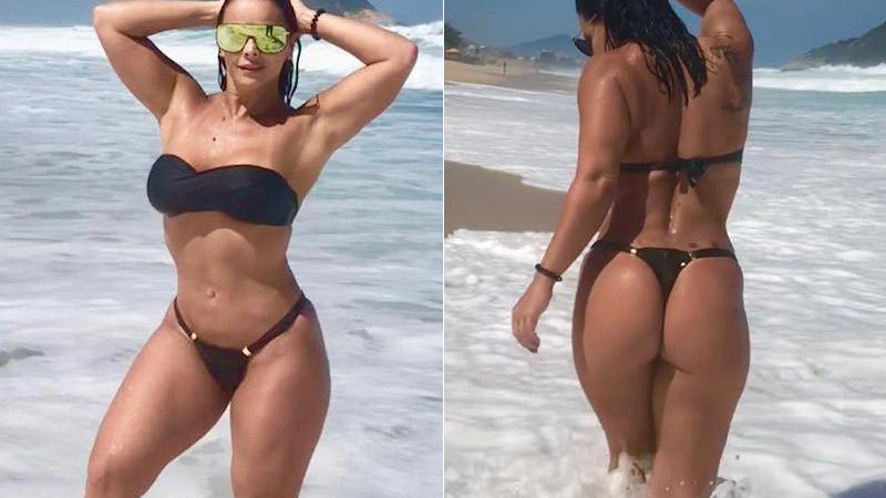 Viviane Araújo ostentou a boa forma em dia de praia e recebeu elogios dos seguidores - Foto: Reprodução/ Instagram