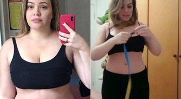 Paulinha Leite antes e um mês e meio depois de iniciar a dieta e os exercícios - Foto: Reprodução/ Instagram