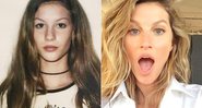 Gisele Bündchen aos 14 anos, no início da carreira de modelo, e em foto mais atual, aos 38 anos - Foto: Reprodução/ Instagram