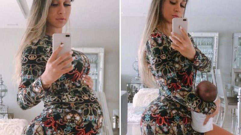 Mayra Cardi posou com o mesmo look em antes e depois do nascimento da filha - Foto: Reprodução/ Instagram