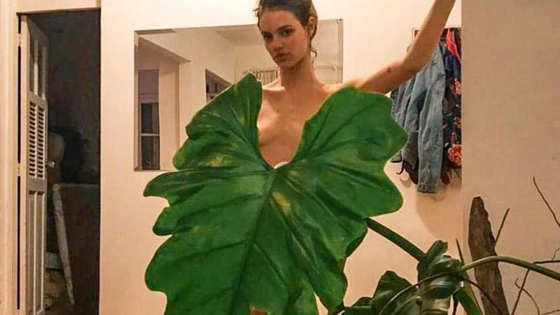 Laura Neiva surpreendeu seus seguidores ao posar com o corpo coberto apenas por uma folha - Foto: Reprodução/ Instagram