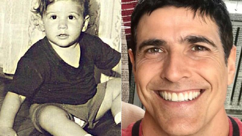 Reynaldo Gianecchini em foto da infância, e em clique atual, aos 46 anos - Foto: Reprodução/ Instagram