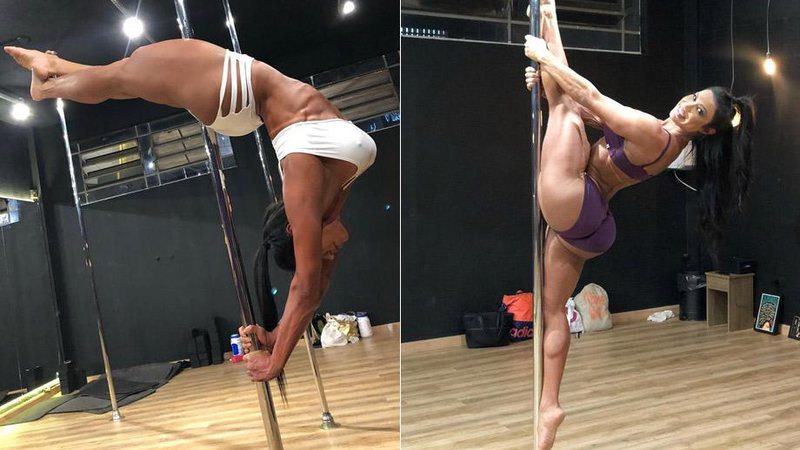 Gracyanne Barbosa começou a praticar pole dance este ano e já consegue fazer vários movimentos - Foto: Reprodução/ Instagram