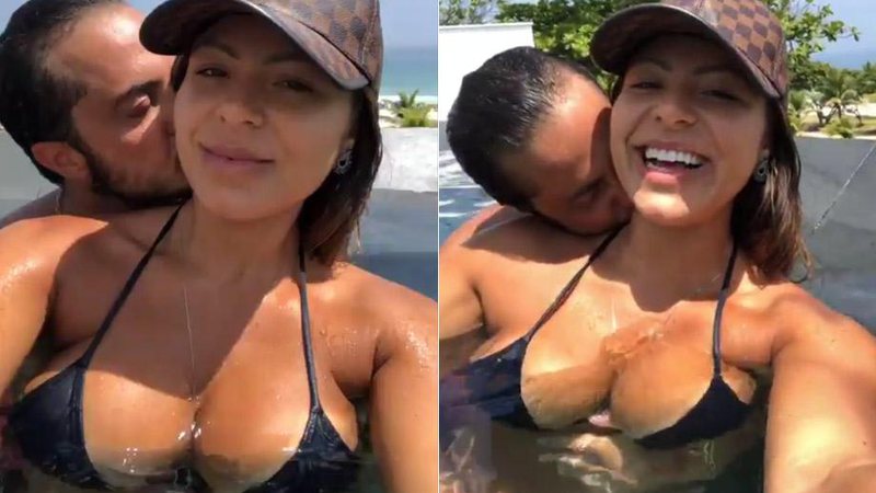 Andressa Ferreira e Thammy Miranda aproveitaram a quarta-feira (02/01) para namorar na piscina - Foto: Reprodução/ Instagram