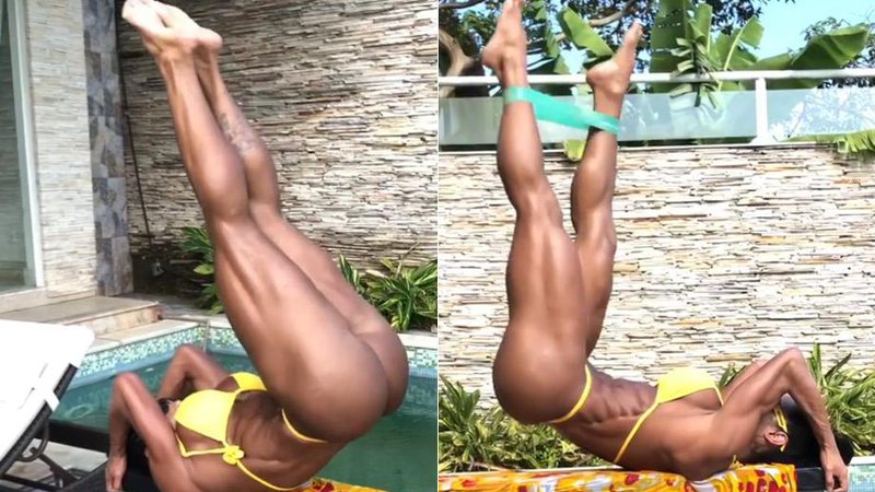 Gracyanne Barbosa mostra treino de abdome à beira da piscina - Foto: Reprodução/ Instagram